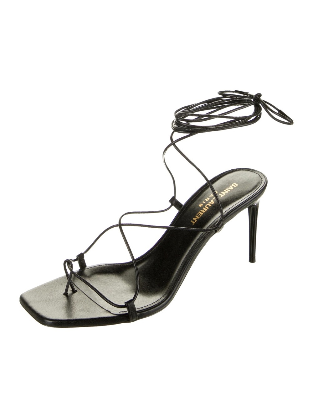 Saint Laurent Leather Wrap-Around Sandals
